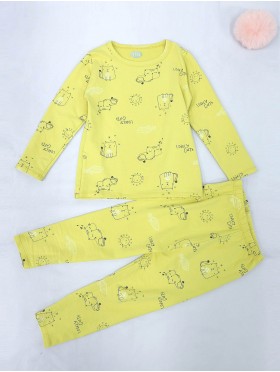 Kids Lovely Cat Patterned Pajama Set